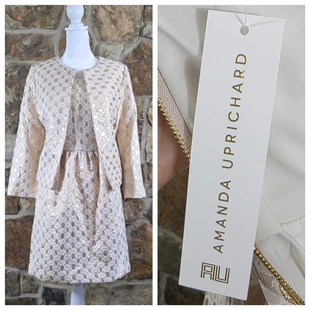 NWT Amanda Uprichard Metallic Strapless Dress And Jacket Blazer